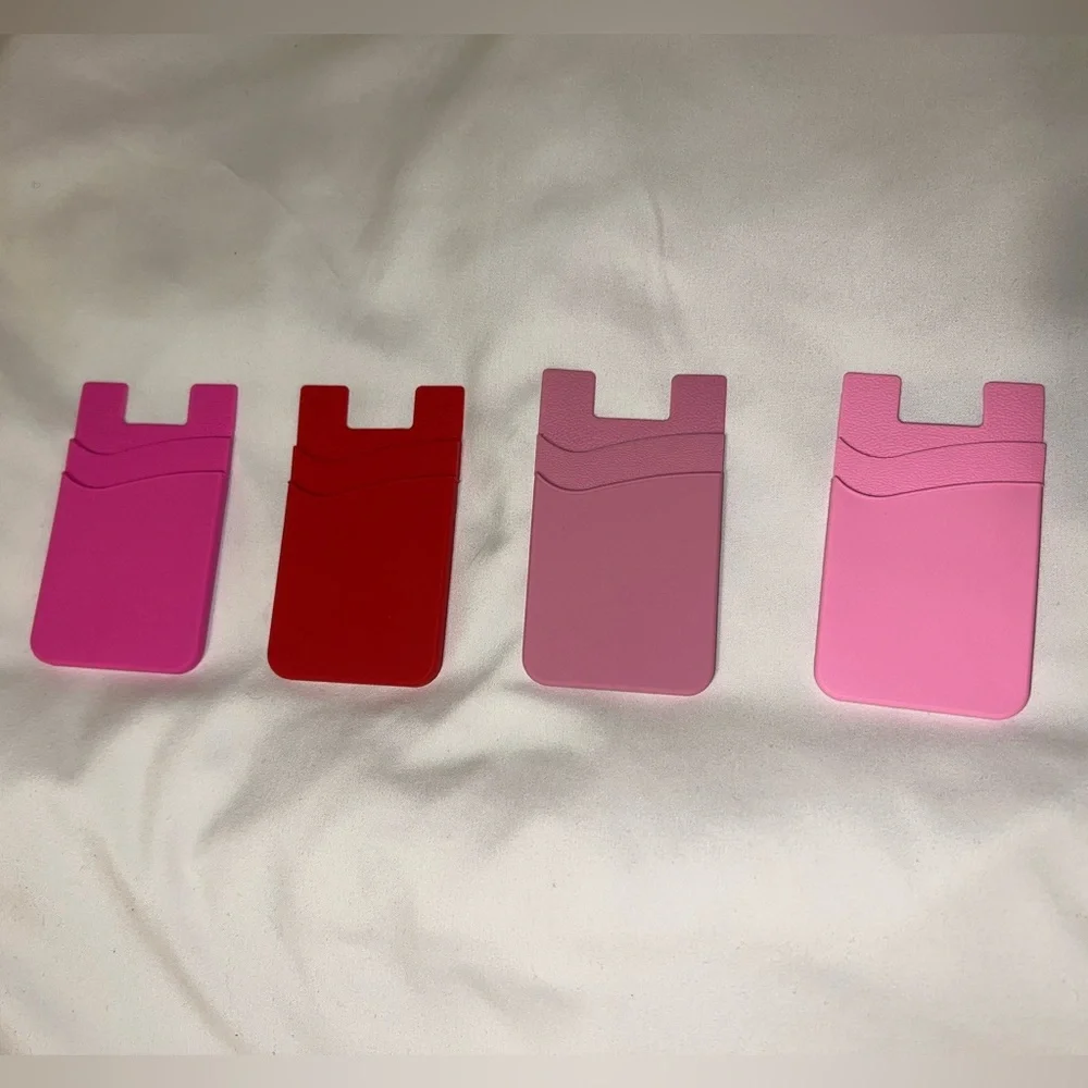 Silicone Card Holder for Smartphones - Red, Pink, and Purple